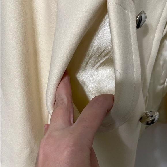 Banana Republic Wool Blend Double Breasted Ivory Button Down Pea Coat Size Small - Picture 7 of 10
